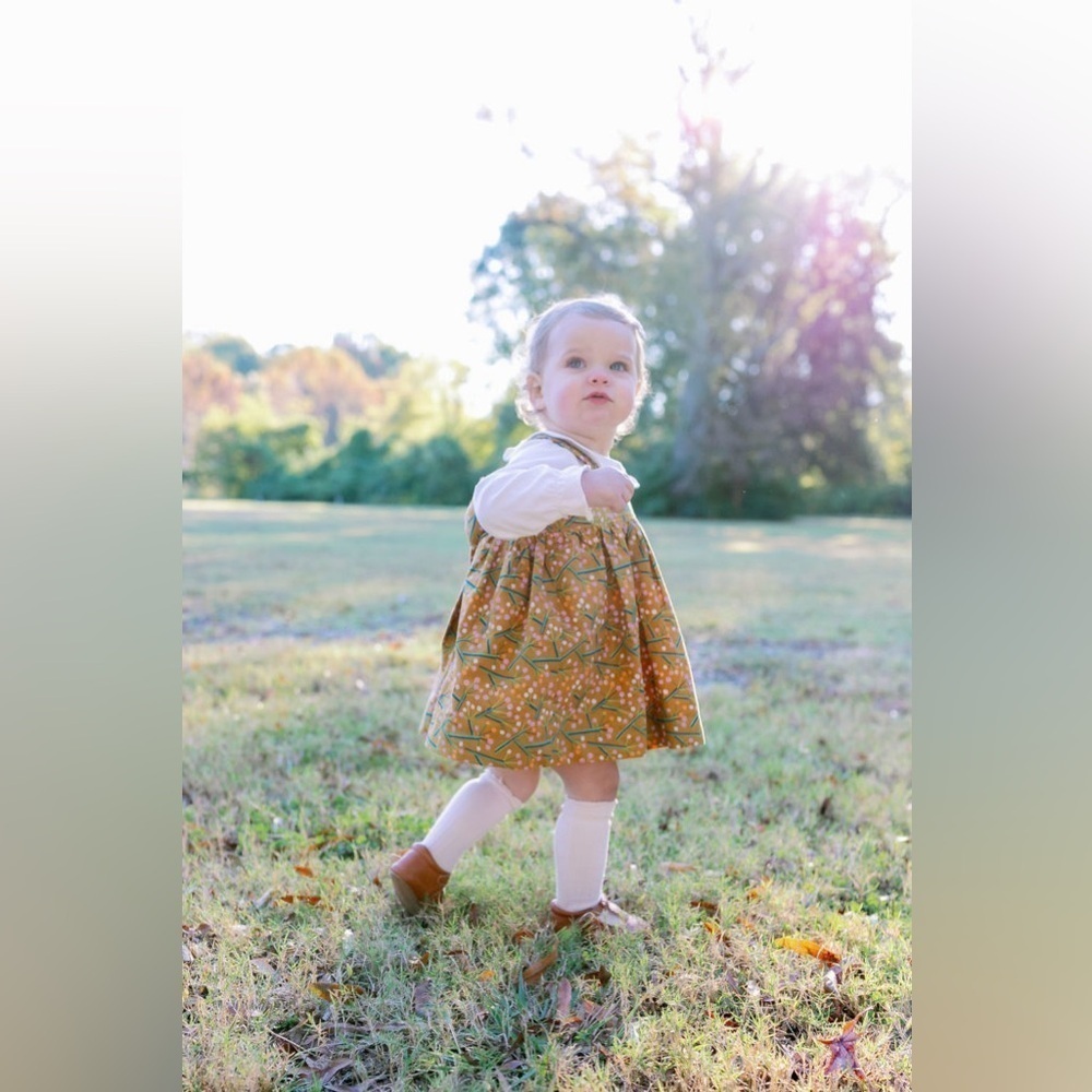 Piccadilly Bespoke Mustard Yellow Pink Floral Print Beckett Dress 2t - Picture 2 of 16